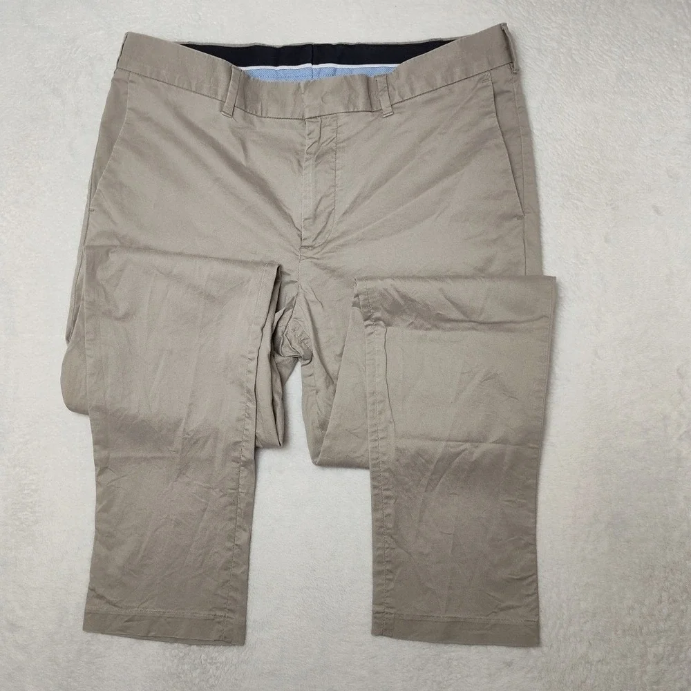 Moss London Pants Mens 36x31 Beige Chino‎ Slim Tapered Cotton Lyocell Stretch